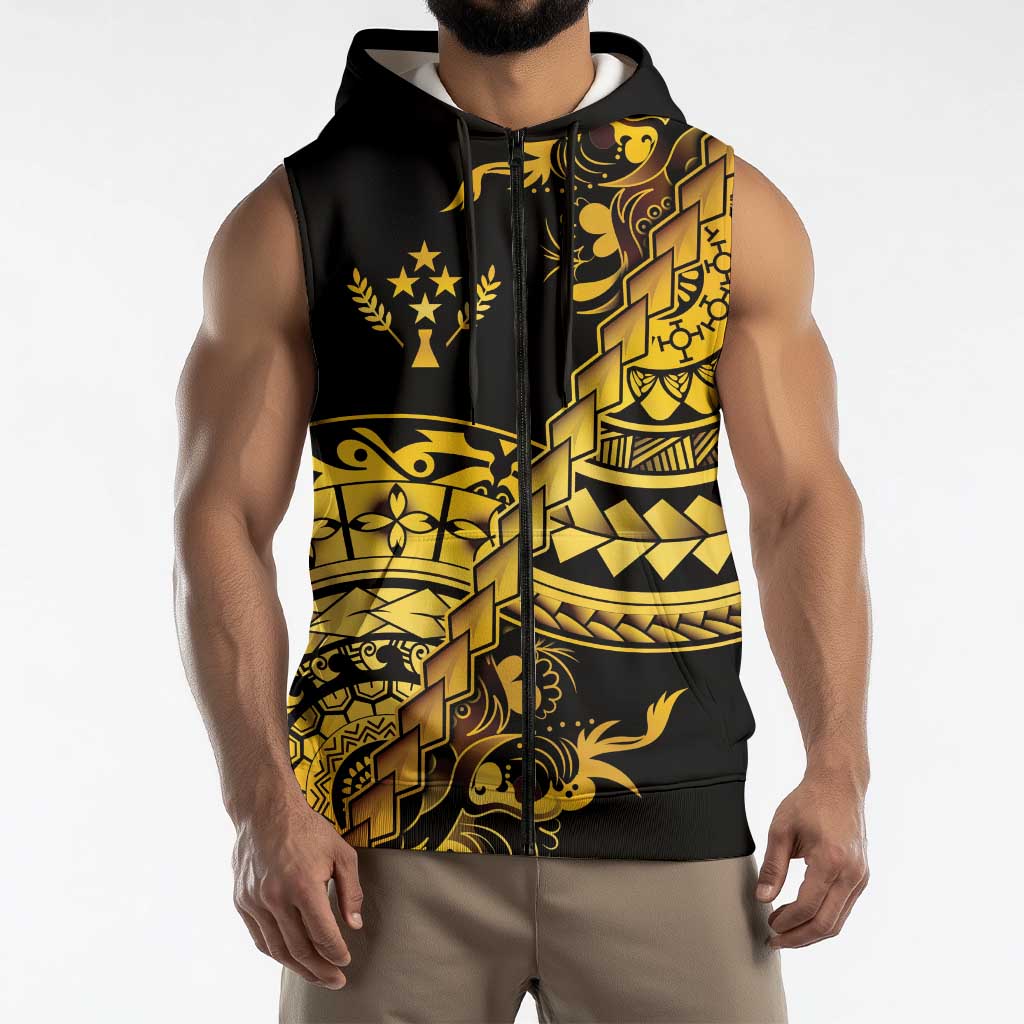 Kosrae Liberation Day Sleeveless Zip Hoodie Polynesian Floral Tattoo LT05 - Polynesian Pride