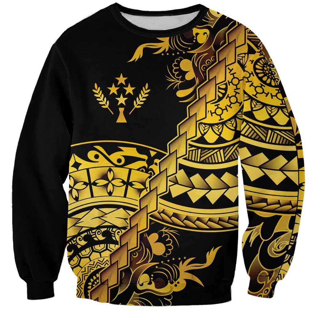Kosrae Liberation Day Sweatshirt Polynesian Floral Tattoo LT05 Unisex Gold - Polynesian Pride