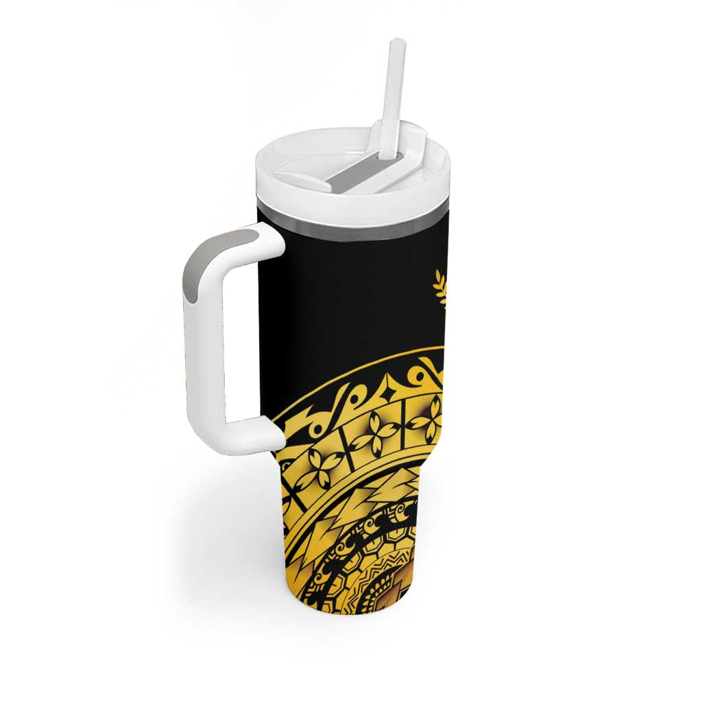 Kosrae Liberation Day Tumbler With Handle Polynesian Floral Tattoo LT05 - Polynesian Pride