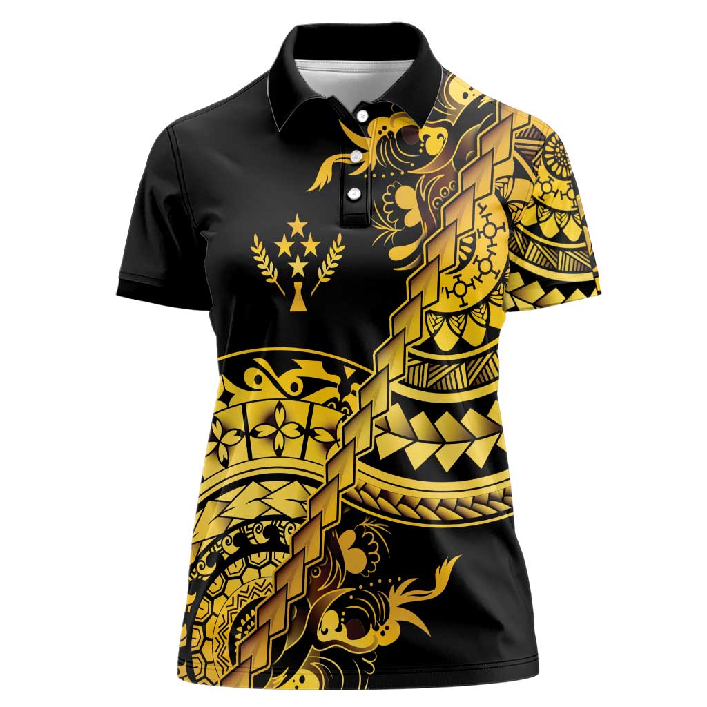 Kosrae Liberation Day Women Polo Shirt Polynesian Floral Tattoo LT05 Female Gold - Polynesian Pride