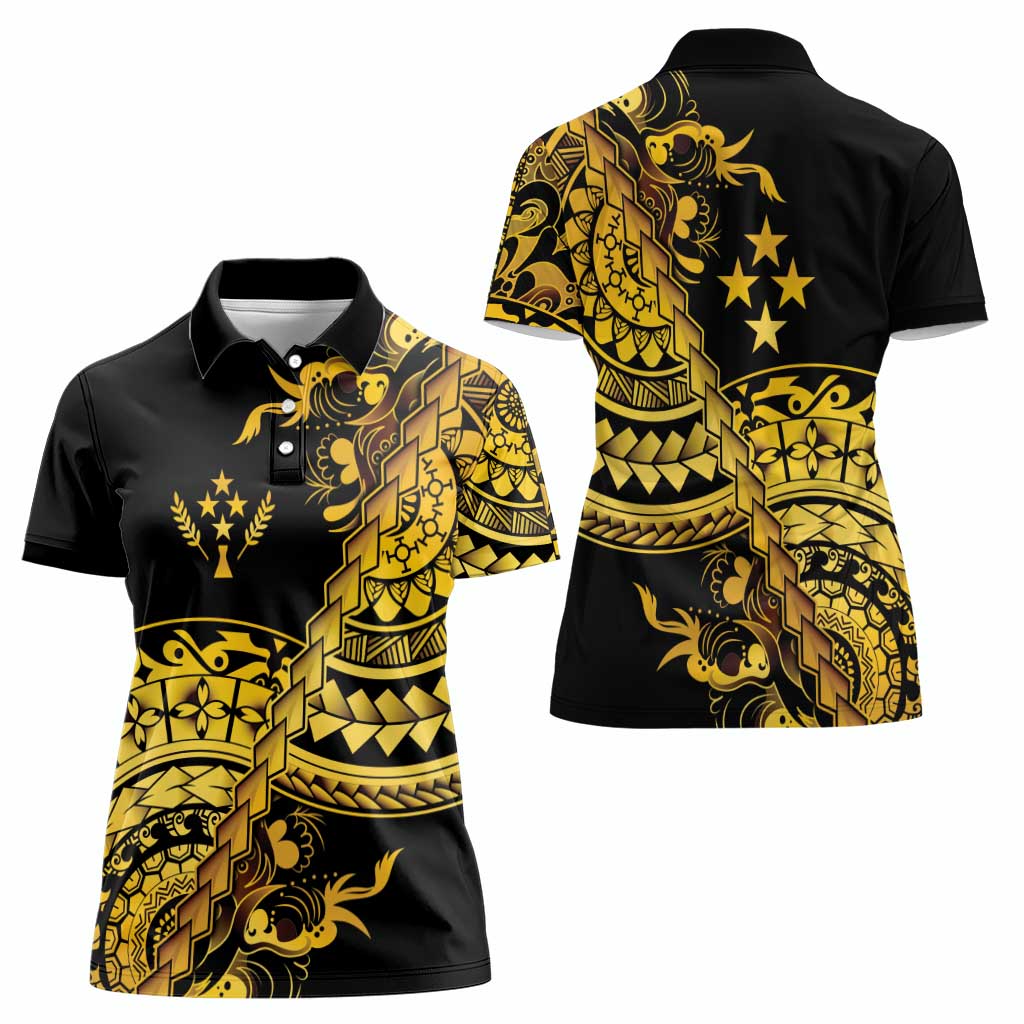 Kosrae Liberation Day Women Polo Shirt Polynesian Floral Tattoo LT05 - Polynesian Pride