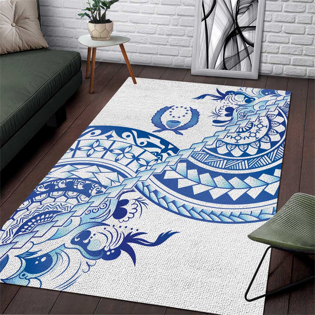 Pohnpei Liberation Day Area Rug Polynesian Floral Tattoo LT05 White - Polynesian Pride