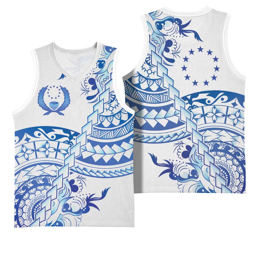 Pohnpei Liberation Day Basketball Jersey Polynesian Floral Tattoo LT05 - Polynesian Pride