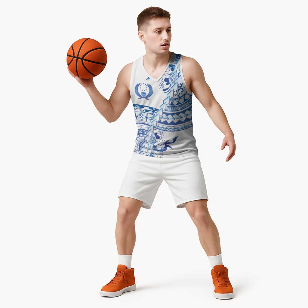 Pohnpei Liberation Day Basketball Jersey Polynesian Floral Tattoo LT05 - Polynesian Pride