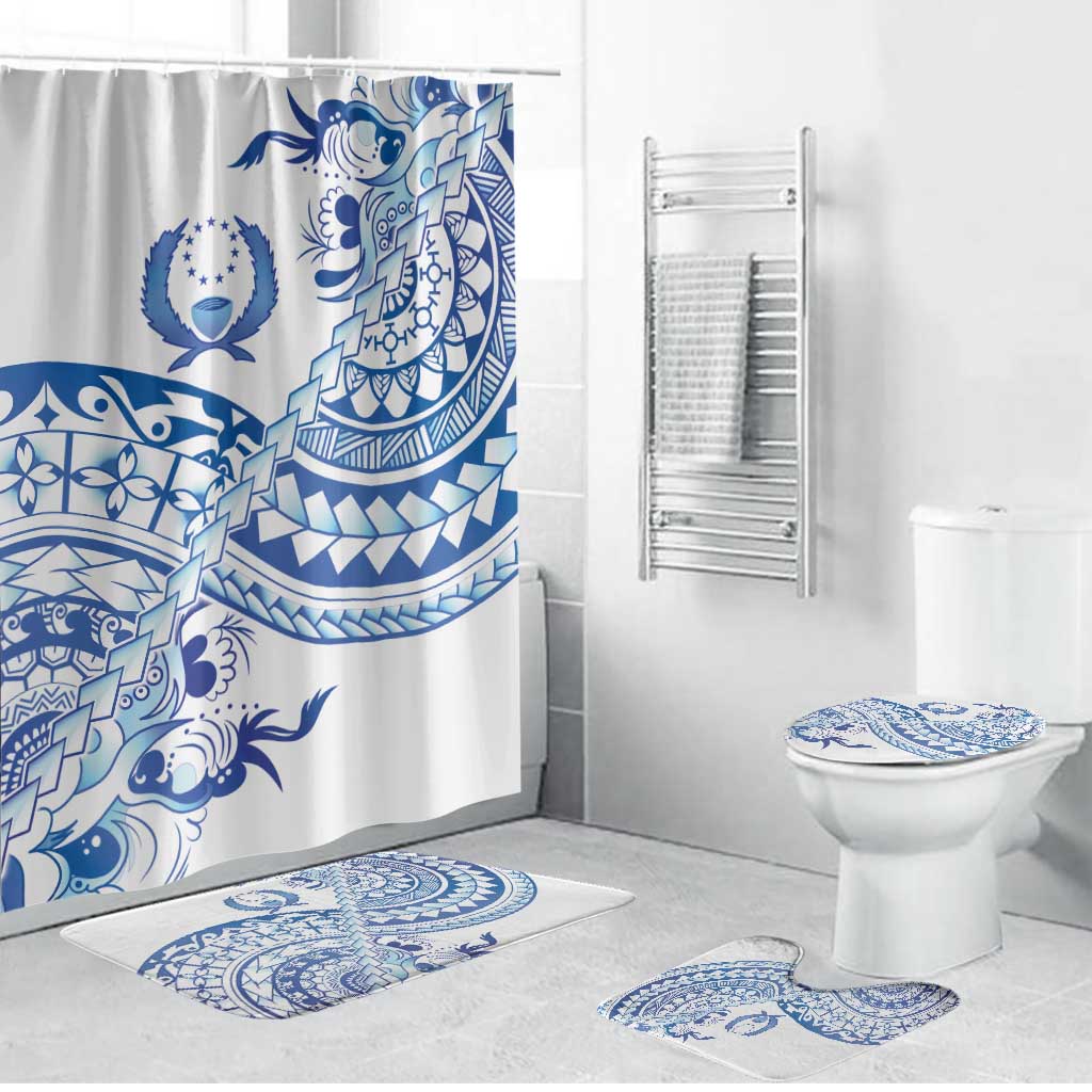 Pohnpei Liberation Day Bathroom Set Polynesian Floral Tattoo LT05 Bathroom Set (4 pcs) White - Polynesian Pride