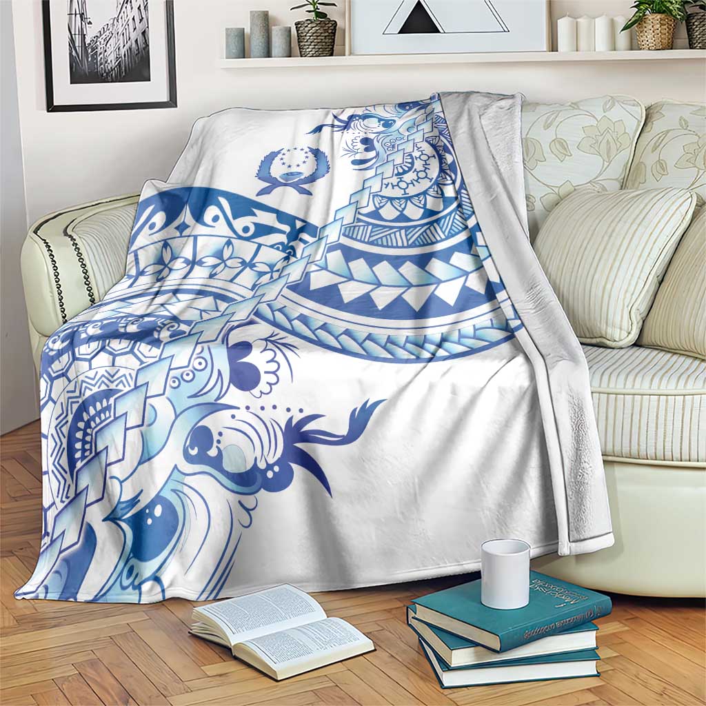 Pohnpei Liberation Day Blanket Polynesian Floral Tattoo LT05 White - Polynesian Pride