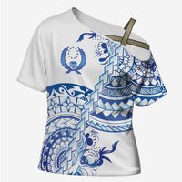 Pohnpei Liberation Day Cross Shoulder Shirt Polynesian Floral Tattoo LT05 Female White - Polynesian Pride