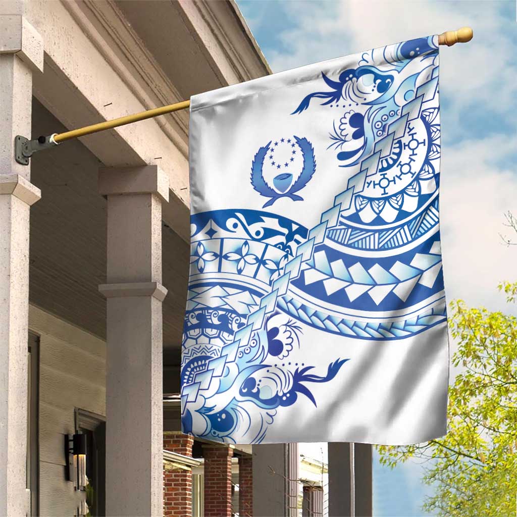 Pohnpei Liberation Day Garden Flag Polynesian Floral Tattoo LT05 House Flag White - Polynesian Pride