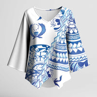 Pohnpei Liberation Day Kimono Sleeve Blouse Polynesian Floral Tattoo LT05 Female White - Polynesian Pride