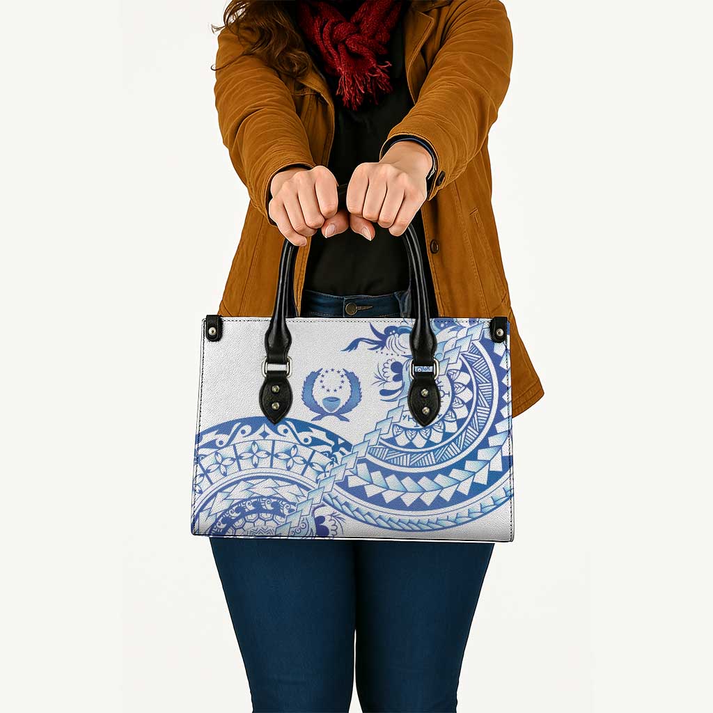 Pohnpei Liberation Day Leather Bag Polynesian Floral Tattoo LT05 White - Polynesian Pride