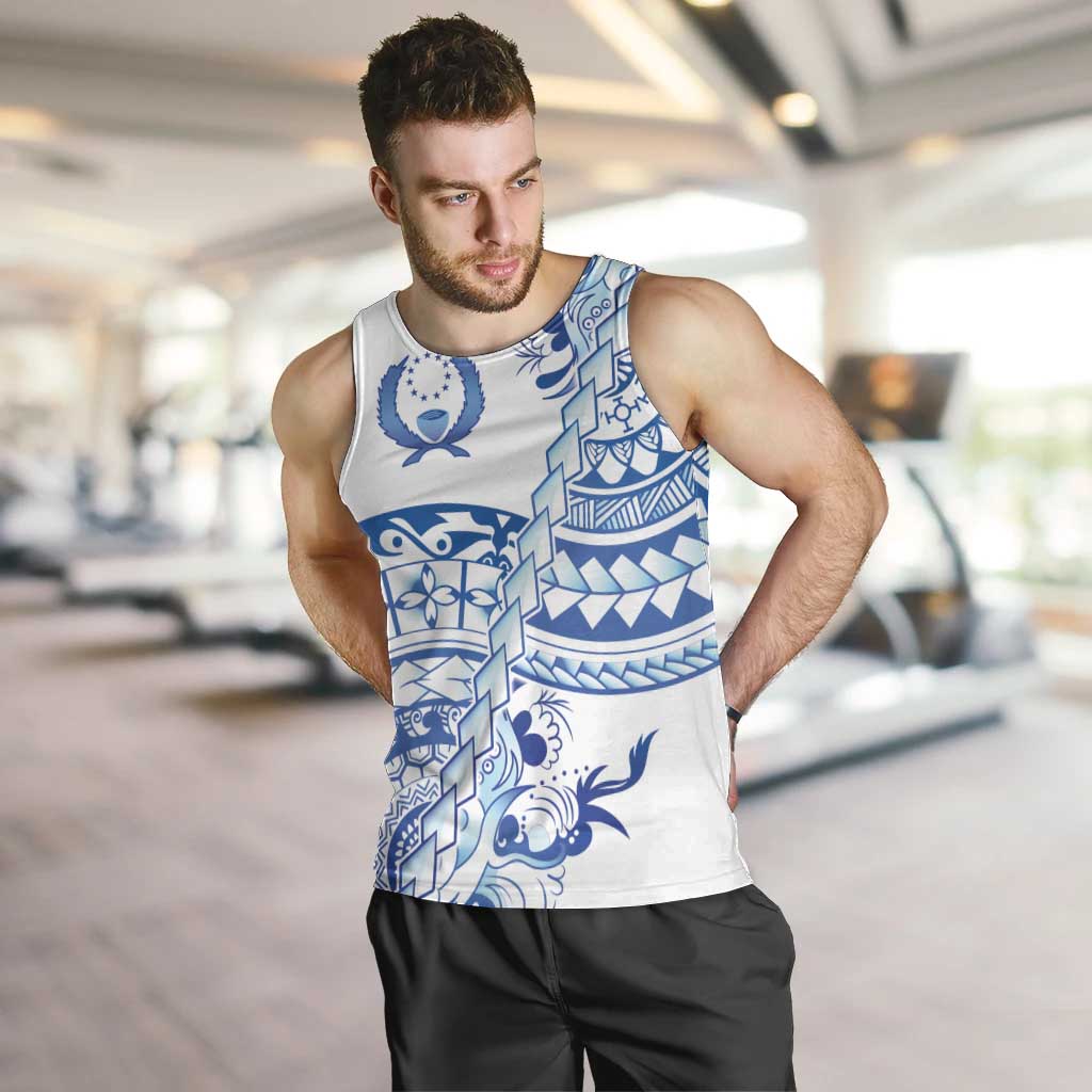 Pohnpei Liberation Day Men Tank Top Polynesian Floral Tattoo LT05 White - Polynesian Pride