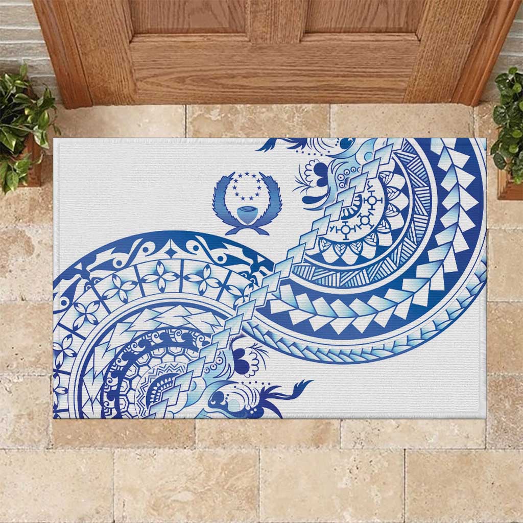 Pohnpei Liberation Day Rubber Doormat Polynesian Floral Tattoo LT05 White - Polynesian Pride