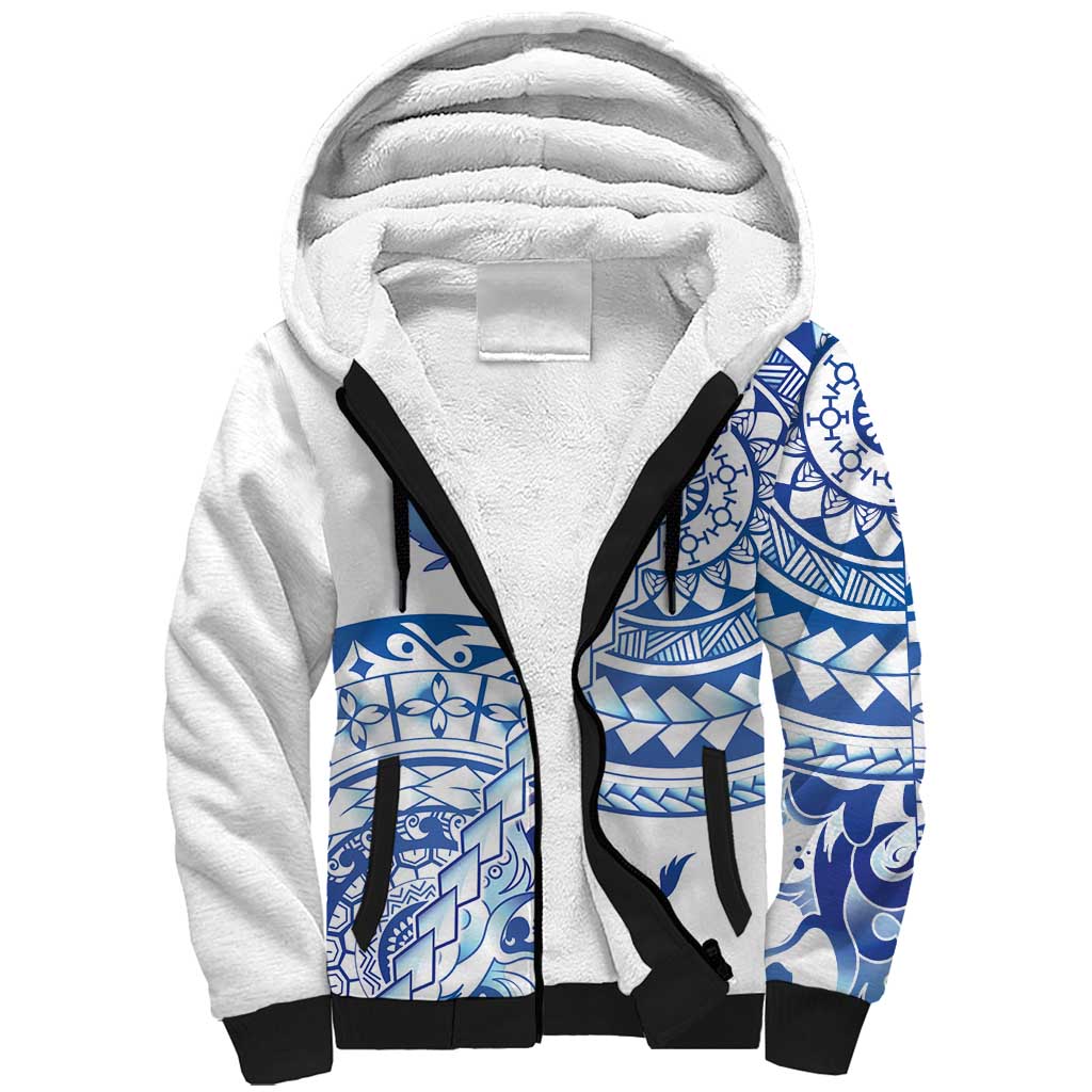 Pohnpei Liberation Day Sherpa Hoodie Polynesian Floral Tattoo LT05 Unisex White - Polynesian Pride