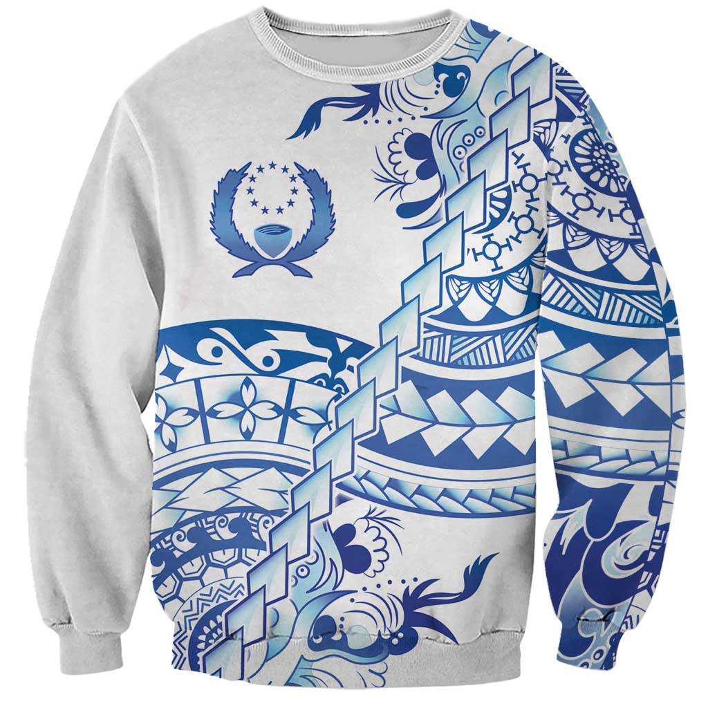 Pohnpei Liberation Day Sweatshirt Polynesian Floral Tattoo LT05 Unisex White - Polynesian Pride