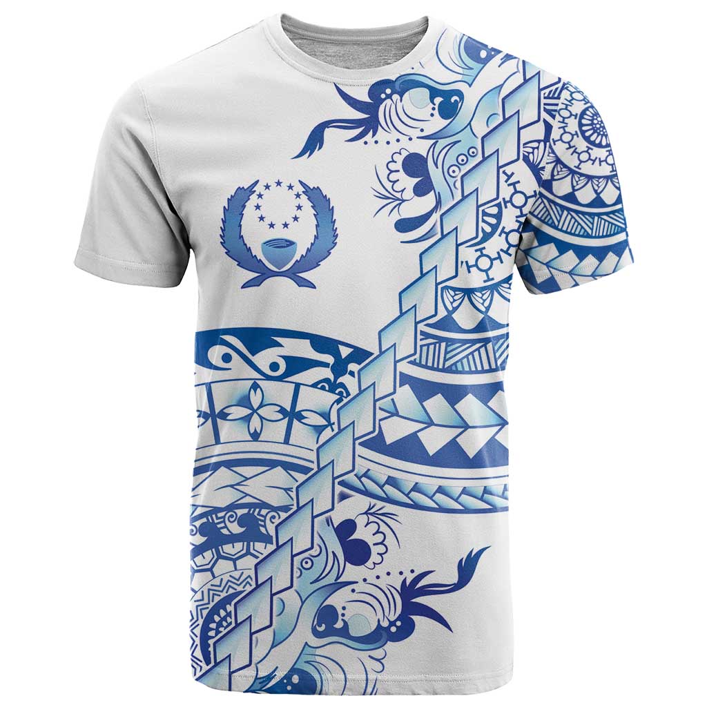Pohnpei Liberation Day T Shirt Polynesian Floral Tattoo LT05 White - Polynesian Pride