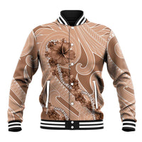 Hawaii Brown Hibiscus Pikake Lei Baseball Jacket LT05 Unisex Brown - Polynesian Pride