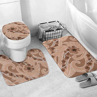 Hawaii Brown Hibiscus Pikake Lei Bathroom Set LT05 Mat Set (3 pcs – No Curtain Included) One Size Brown - Polynesian Pride