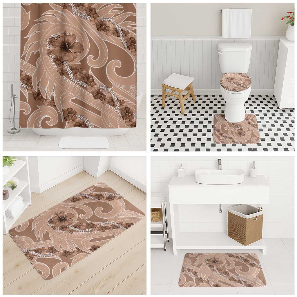 Hawaii Brown Hibiscus Pikake Lei Bathroom Set LT05 - Polynesian Pride