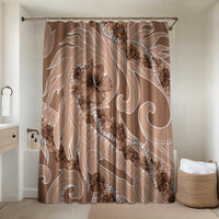 Hawaii Brown Hibiscus Pikake Lei Bathroom Set LT05 Shower Curtain (No Mats Included) Brown - Polynesian Pride