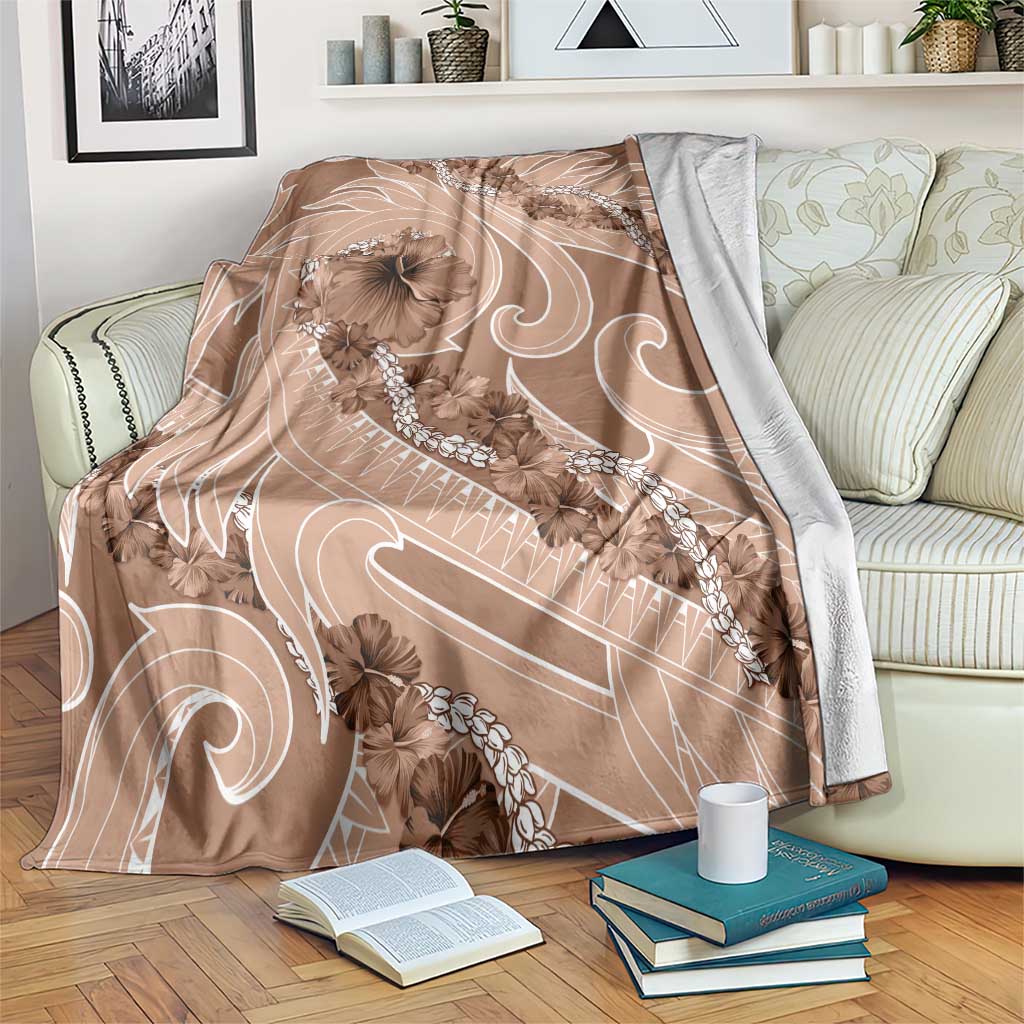 Hawaii Brown Hibiscus Pikake Lei Blanket LT05 Brown - Polynesian Pride