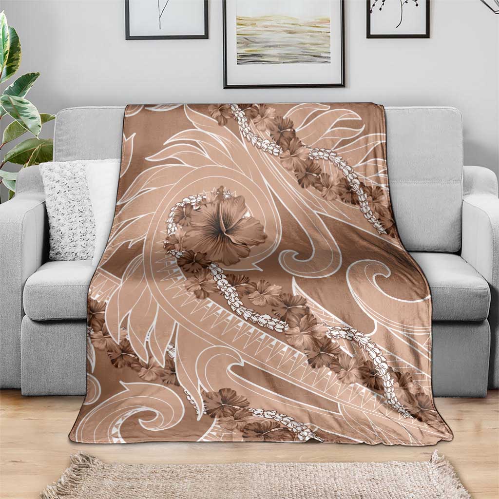 Hawaii Brown Hibiscus Pikake Lei Blanket LT05 - Polynesian Pride
