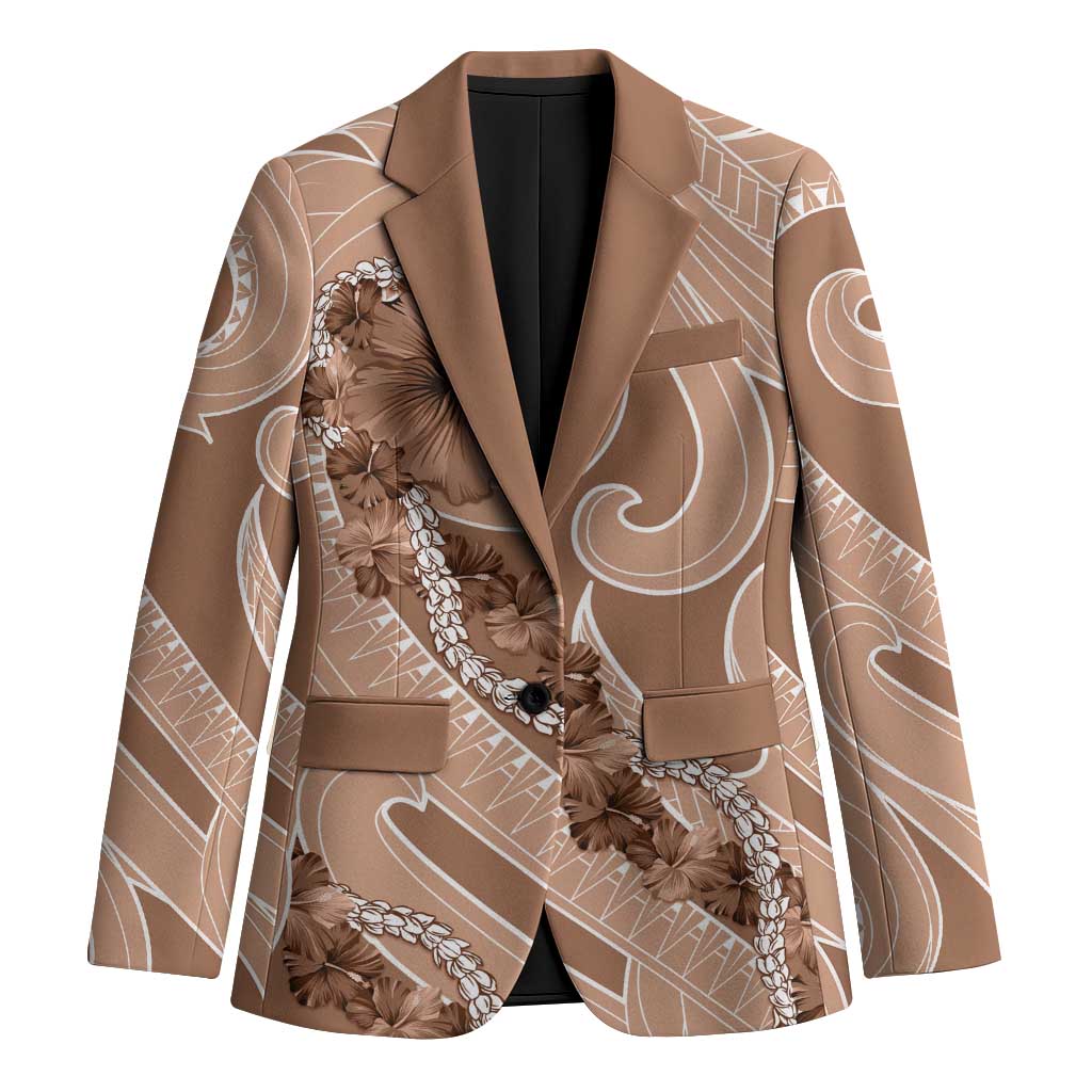 Hawaii Brown Hibiscus Pikake Lei Blazer LT05 Unisex Brown - Polynesian Pride