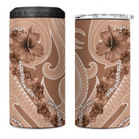 Hawaii Brown Hibiscus Pikake Lei 4 in 1 Can Cooler Tumbler LT05 One Size: 16 oz Brown - Polynesian Pride