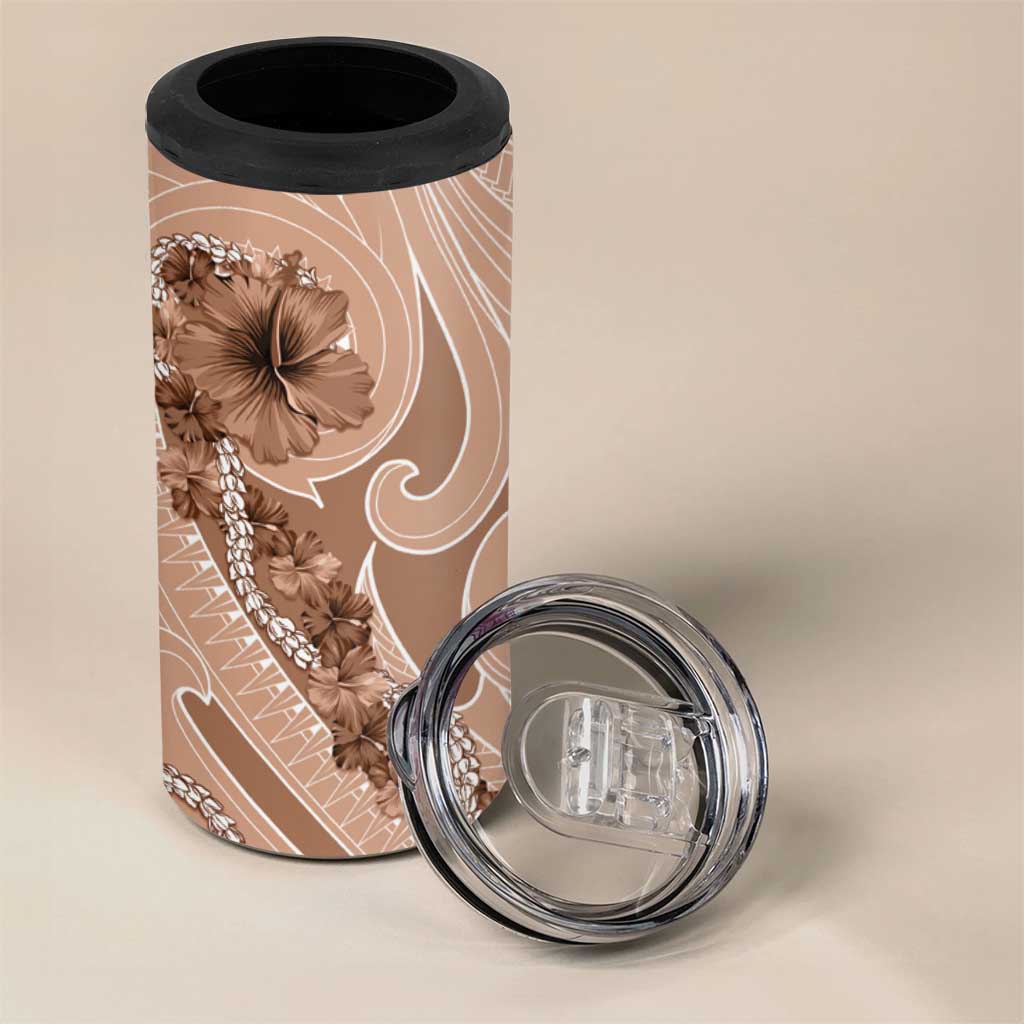 Hawaii Brown Hibiscus Pikake Lei 4 in 1 Can Cooler Tumbler LT05 - Polynesian Pride