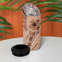 Hawaii Brown Hibiscus Pikake Lei 4 in 1 Can Cooler Tumbler LT05 - Polynesian Pride