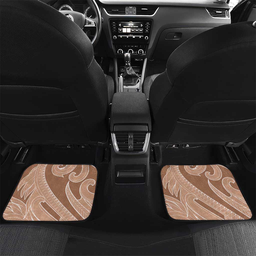 Hawaii Brown Hibiscus Pikake Lei Car Mats LT05 Set 2pcs - Back Brown - Polynesian Pride