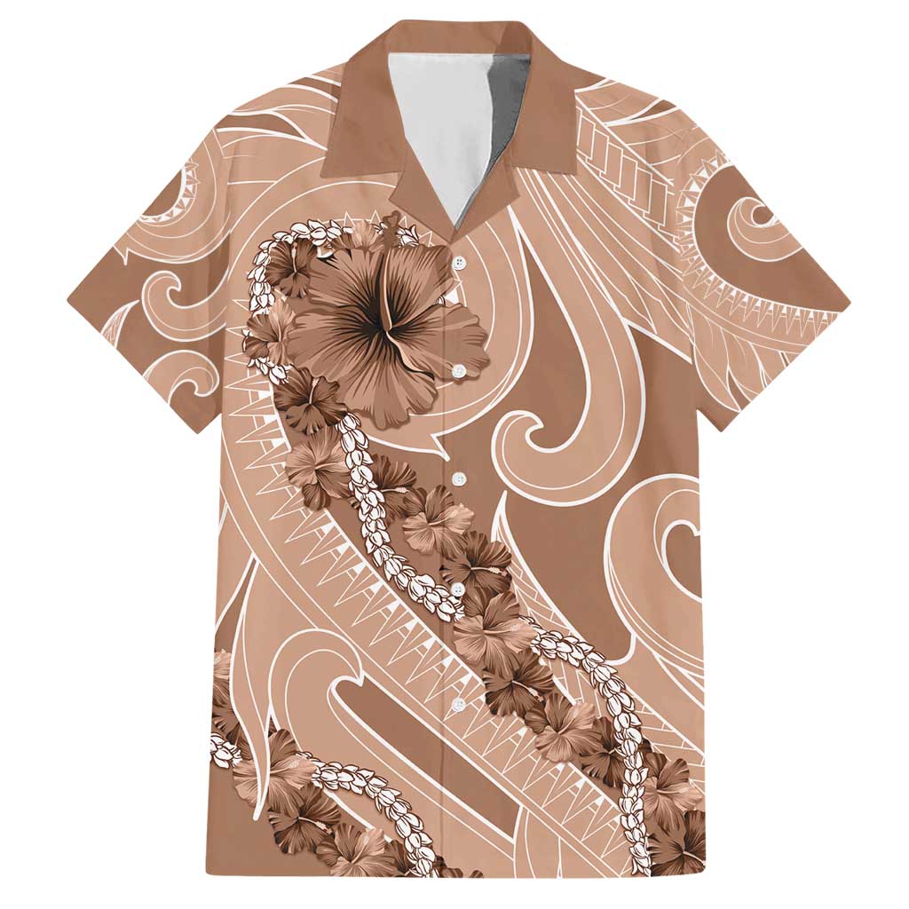 Hawaii Brown Hibiscus Pikake Lei Hawaiian Shirt LT05 Brown - Polynesian Pride