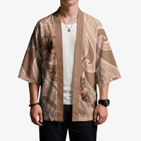 Hawaii Brown Hibiscus Pikake Lei Kimono LT05 - Polynesian Pride
