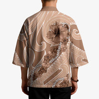 Hawaii Brown Hibiscus Pikake Lei Kimono LT05 - Polynesian Pride