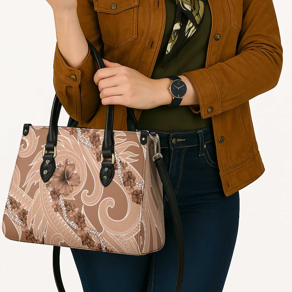 Hawaii Brown Hibiscus Pikake Lei Leather Bag LT05 - Polynesian Pride