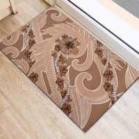 Hawaii Brown Hibiscus Pikake Lei Rubber Doormat LT05 - Polynesian Pride