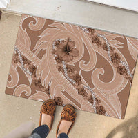 Hawaii Brown Hibiscus Pikake Lei Rubber Doormat LT05 - Polynesian Pride