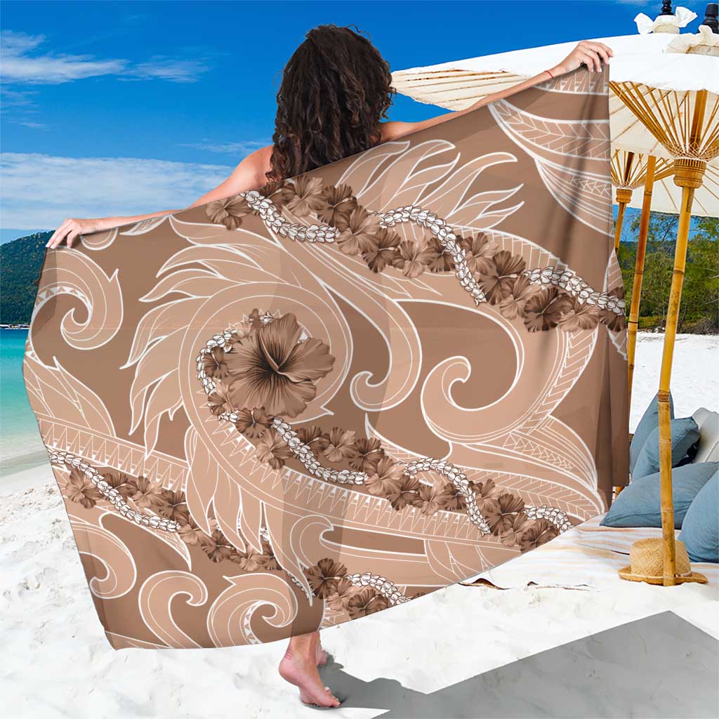 Hawaii Brown Hibiscus Pikake Lei Sarong LT05 One Size 44 x 66 inches Brown - Polynesian Pride