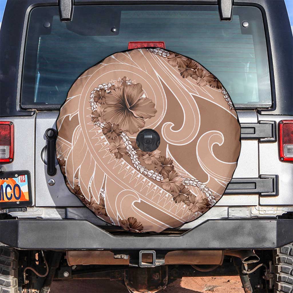 Hawaii Brown Hibiscus Pikake Lei Spare Tire Cover LT05 Brown - Polynesian Pride