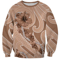 Hawaii Brown Hibiscus Pikake Lei Sweatshirt LT05 Unisex Brown - Polynesian Pride
