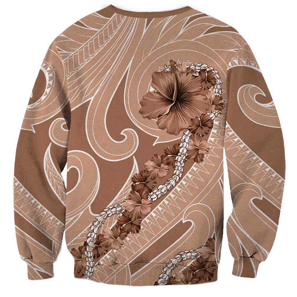Hawaii Brown Hibiscus Pikake Lei Sweatshirt LT05 - Polynesian Pride