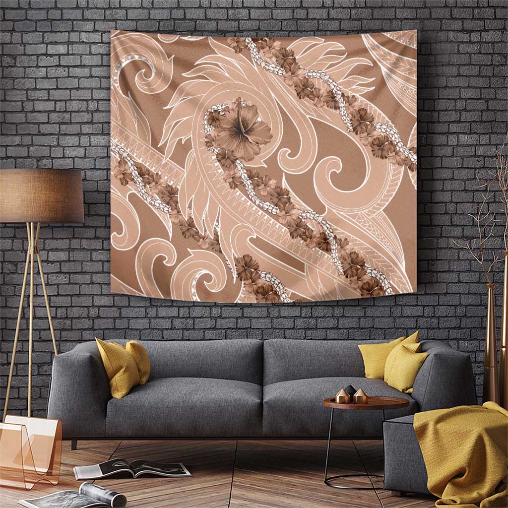 Hawaii Brown Hibiscus Pikake Lei Tapestry LT05 Brown - Polynesian Pride