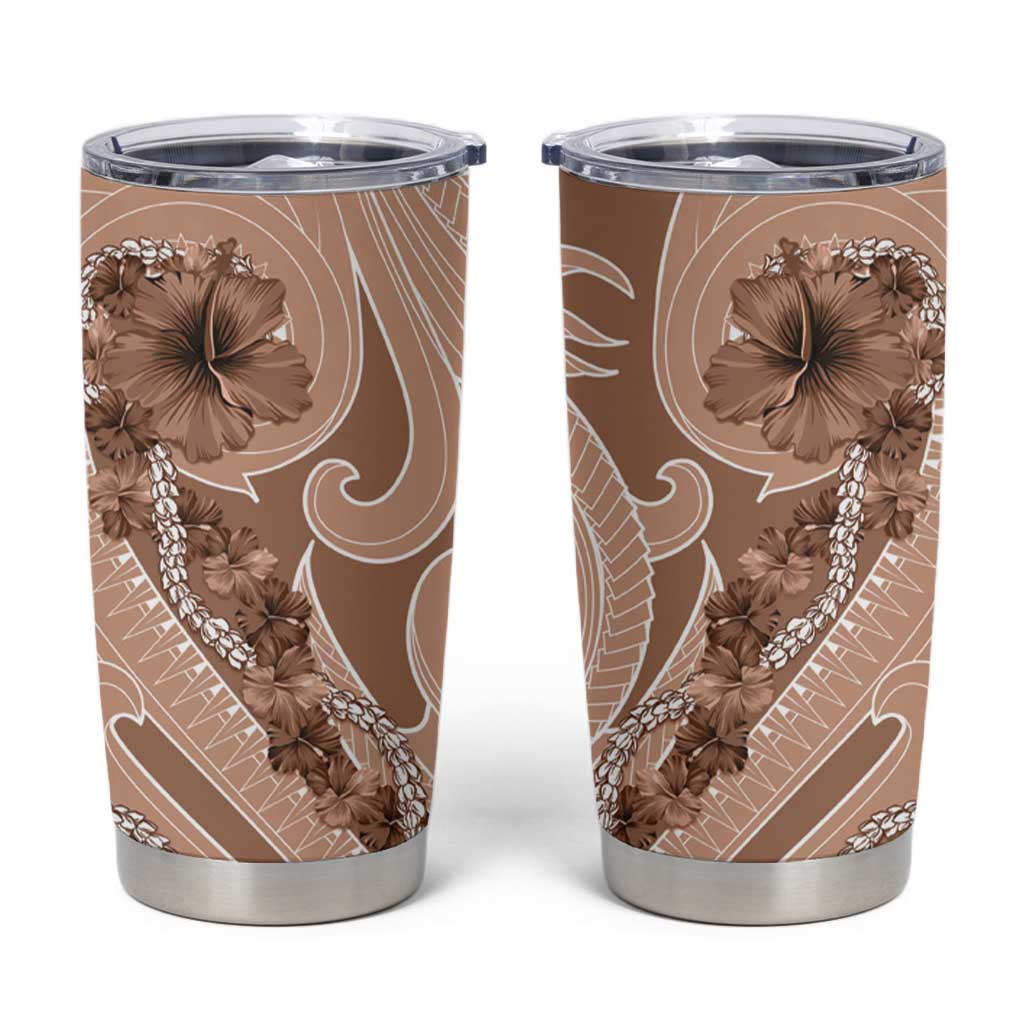 Hawaii Brown Hibiscus Pikake Lei Tumbler Cup LT05 Brown - Polynesian Pride