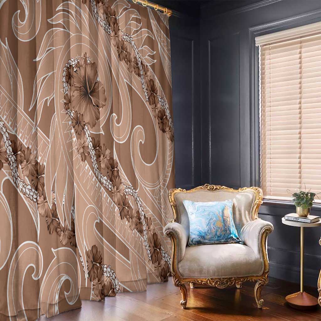 Hawaii Brown Hibiscus Pikake Lei Window Curtain LT05 - Polynesian Pride
