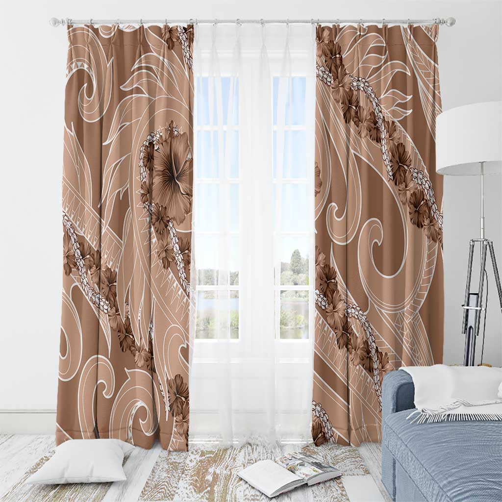 Hawaii Brown Hibiscus Pikake Lei Window Curtain LT05 - Polynesian Pride