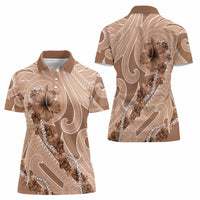 Hawaii Brown Hibiscus Pikake Lei Women Polo Shirt LT05 - Polynesian Pride