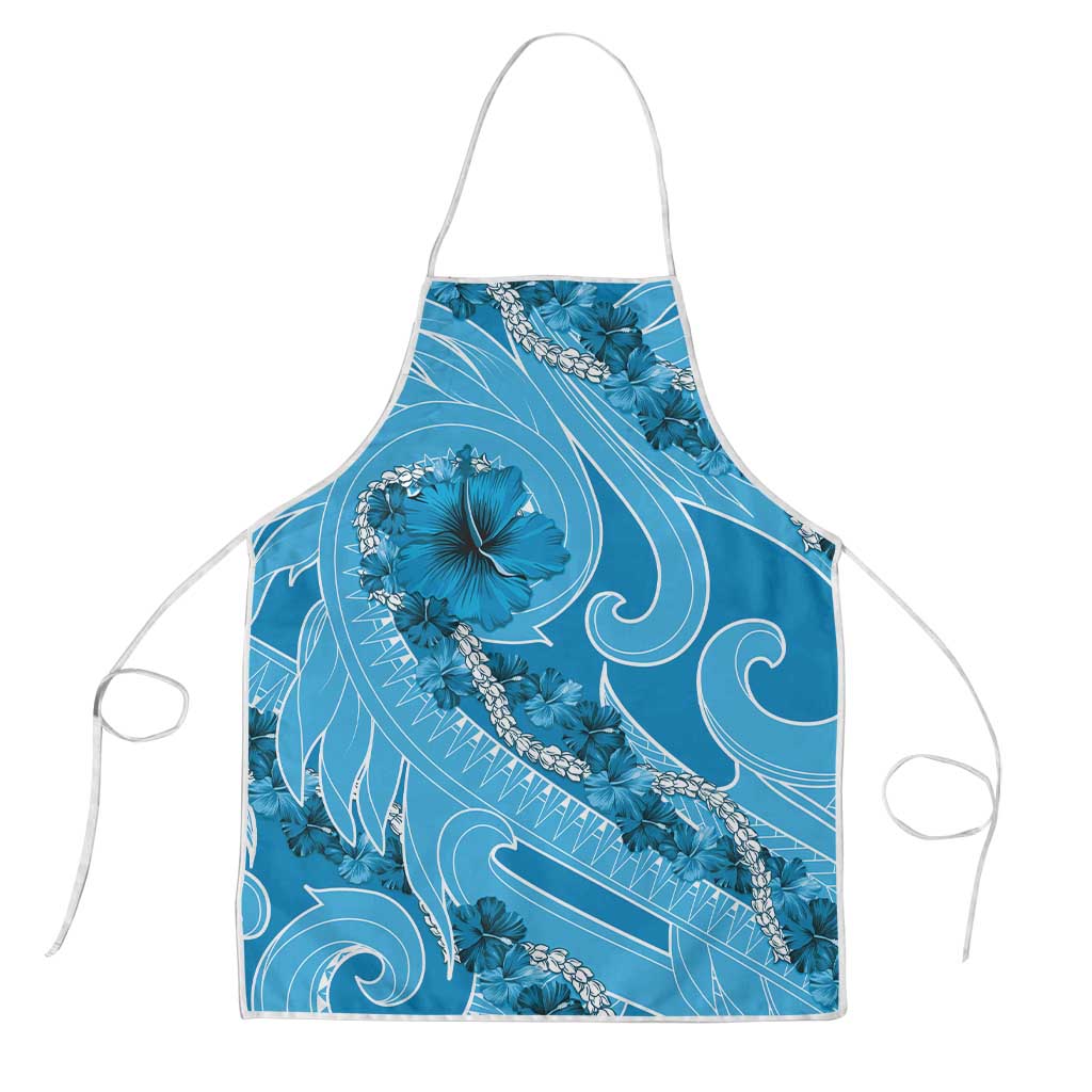 Hawaii Blue Hibiscus Pikake Lei Apron LT05 Blue - Polynesian Pride