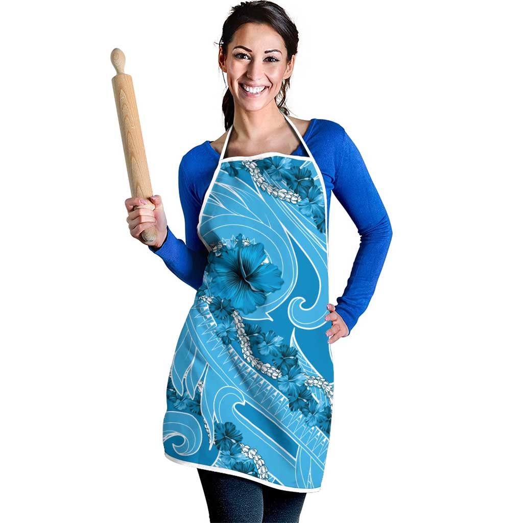 Hawaii Blue Hibiscus Pikake Lei Apron LT05 - Polynesian Pride