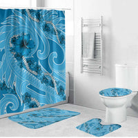 Hawaii Blue Hibiscus Pikake Lei Bathroom Set LT05 Bathroom Set (4 pcs) Blue - Polynesian Pride