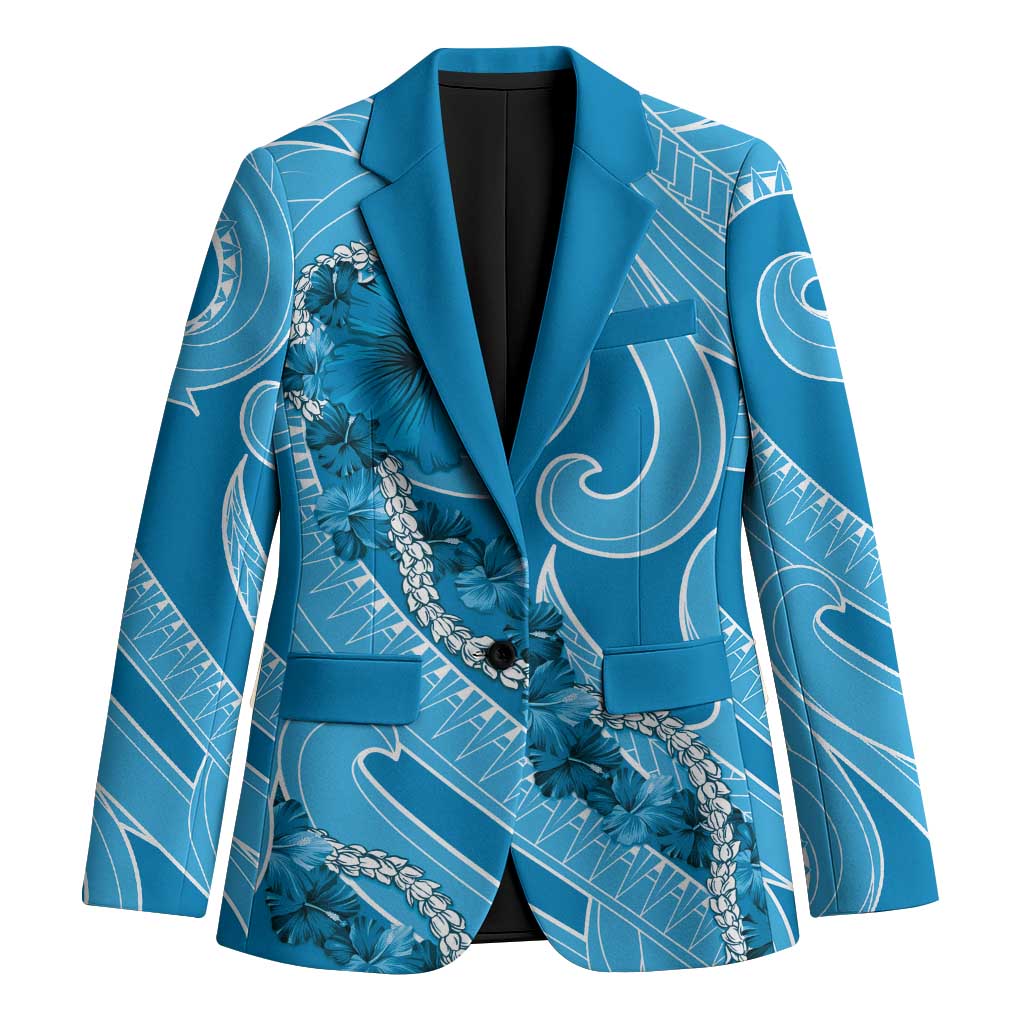 Hawaii Blue Hibiscus Pikake Lei Blazer LT05 Unisex Blue - Polynesian Pride