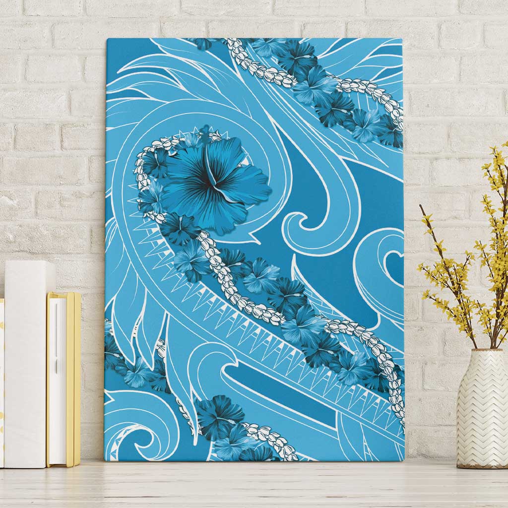 Hawaii Blue Hibiscus Pikake Lei Canvas Wall Art LT05 Without Frame Blue - Polynesian Pride